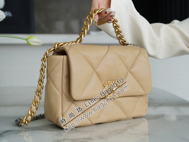 Chanel專櫃新款鏈條手提肩背女包 香奈兒春夏新色杏色小號19bag djc6734